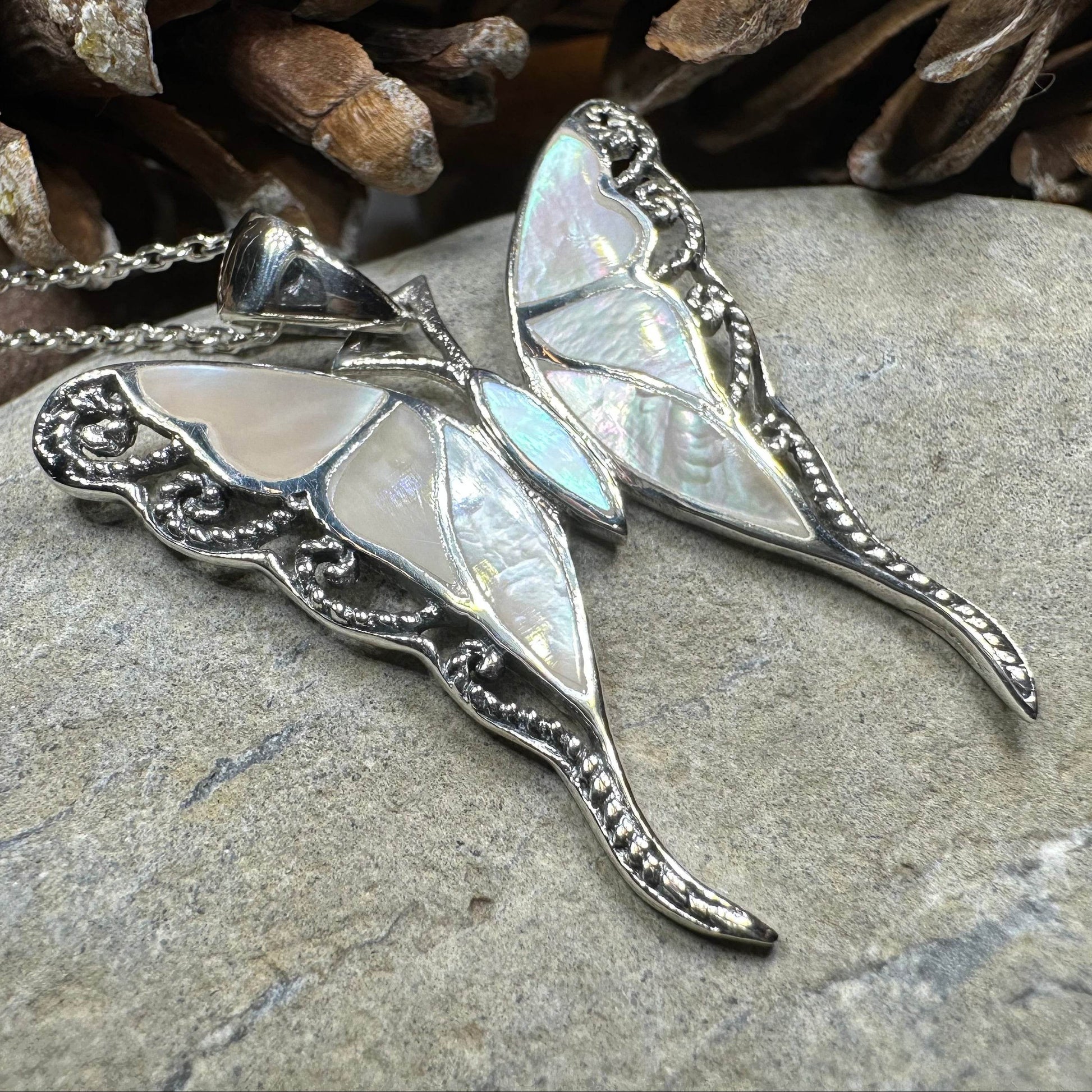 Whitney Butterfly Necklace - blue abalone shell