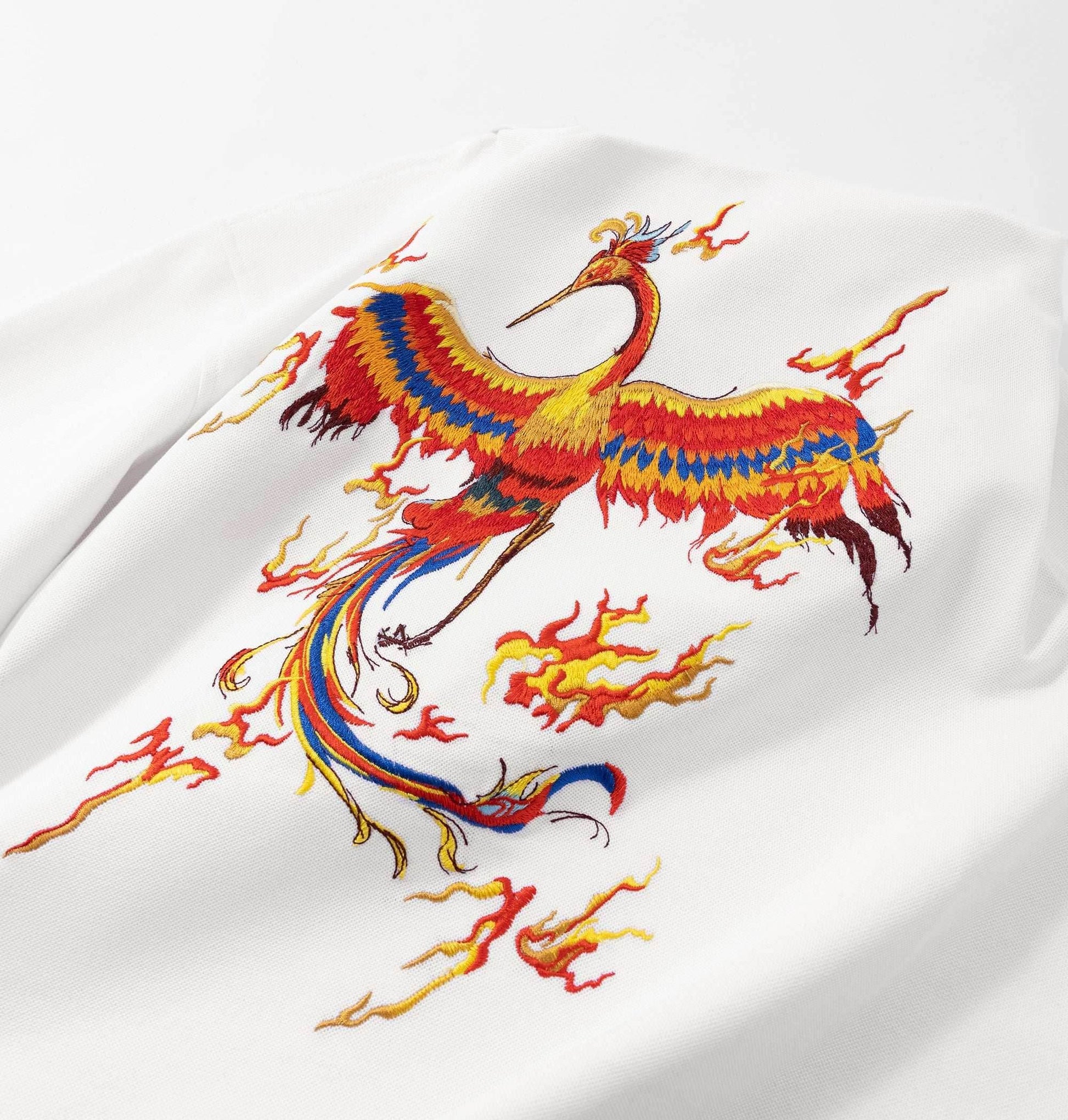 Flying Phoenix Embroidery Polo - Black / S