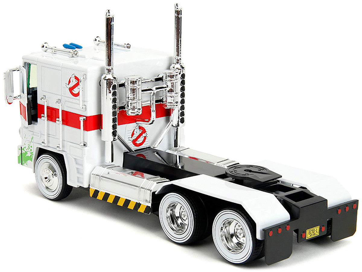 G1 Autobot Optimus Prime Truck White with Robot on Chassis from "Transformers" TV Series - "Ghostbusters" (1984) Movie Crossover "Hollywood Rides" Series 1/24 Diecast Model by Jada-1