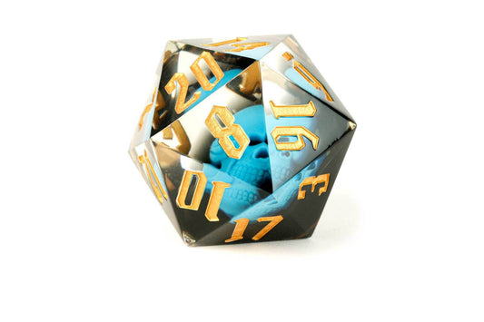 Mega D20 WITH Glowing Skull Hand Crafted 55mm Sharp Edge - 