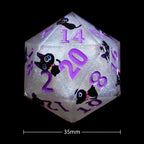 35mm Transparent Resin Giant DND D20 Flower Dice + Gold Numbers
