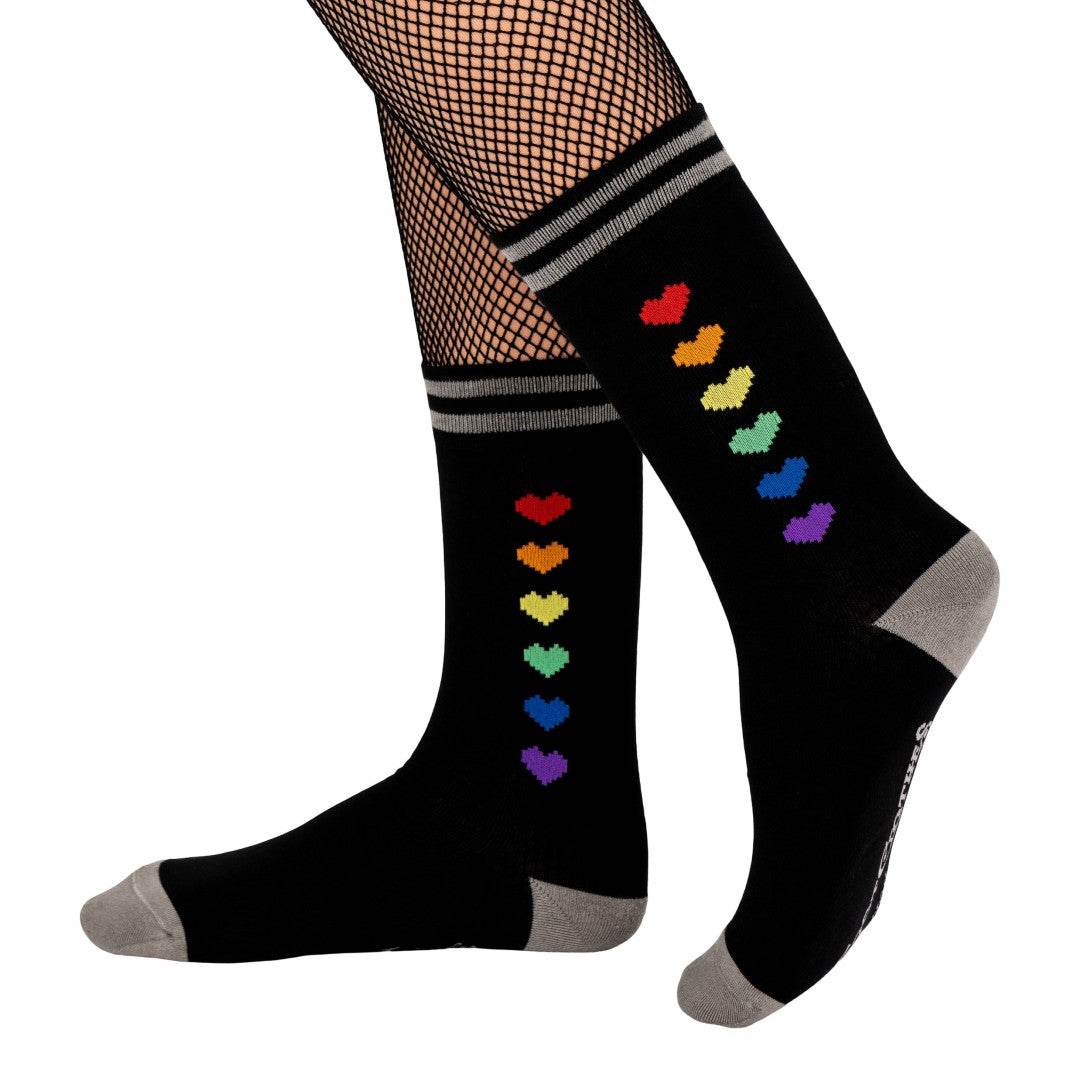 Pride Pixel Hearts Crew Socks - 