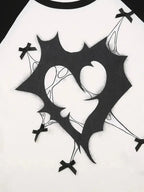 'Trapped Love' Grunge Long Sleeves Black & White Top