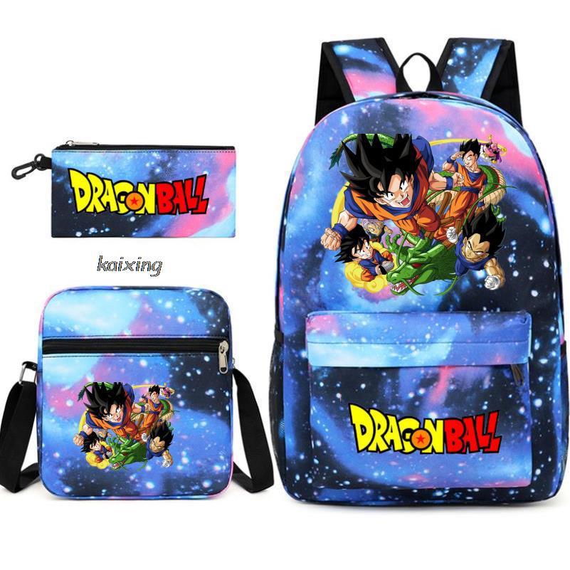 Dragon Ball Backpack Student Shoulder Bag Travel Bag 3-Piece Set