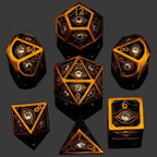 Dragon's Eye Hollow Metal Dice Set - White Gems - 