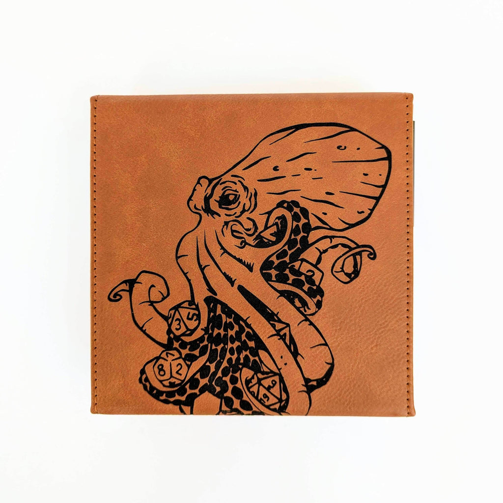 Kraken of Holding - D&D - Vegan Leather Dice Box - Chestnut