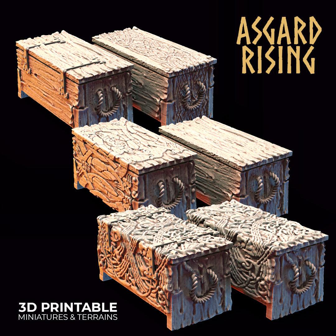 3D Printed Asgard Rising Chests Set 28mm - 32mm Ragnarok D&D