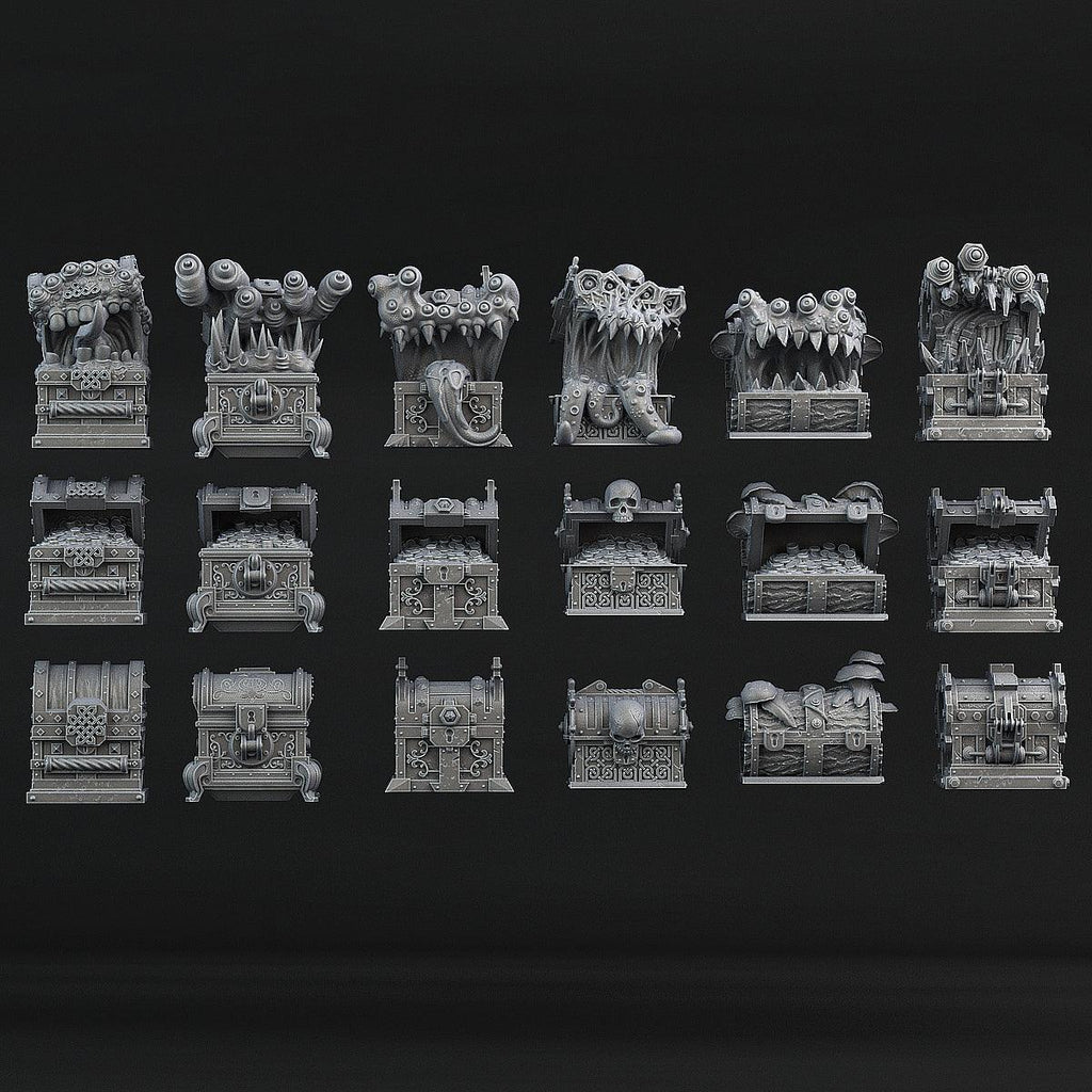 3D Printed Print Your Monsters Mimics Treasure Chests Set 28mm - 32mm D&D Wargaming
