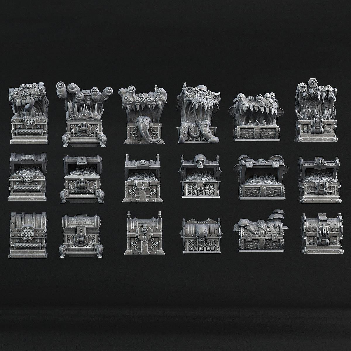 3D Printed Print Your Monsters Mimics Treasure Chests Set 28mm - 32mm D&D Wargaming