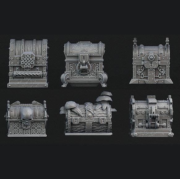 3D Printed Print Your Monsters Mimics Treasure Chests Set 28mm - 32mm D&D Wargaming