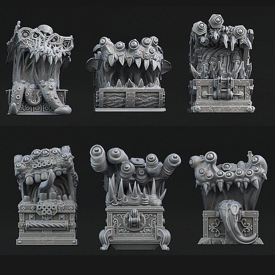 3D Printed Print Your Monsters Mimics Treasure Chests Set 28mm - 32mm D&D Wargaming