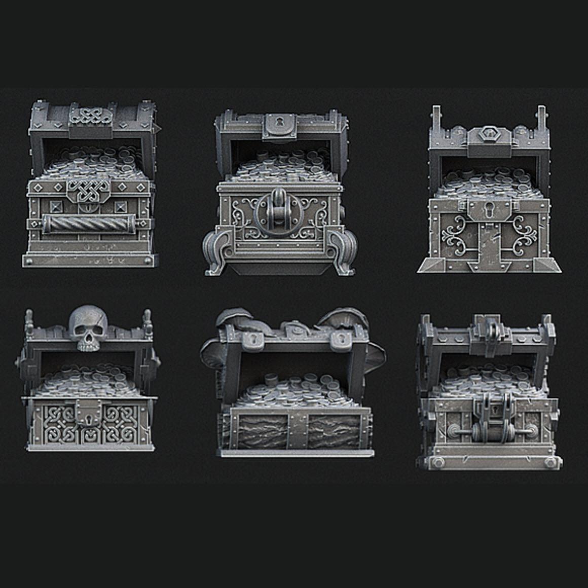 3D Printed Print Your Monsters Mimics Treasure Chests Set 28mm - 32mm D&D Wargaming