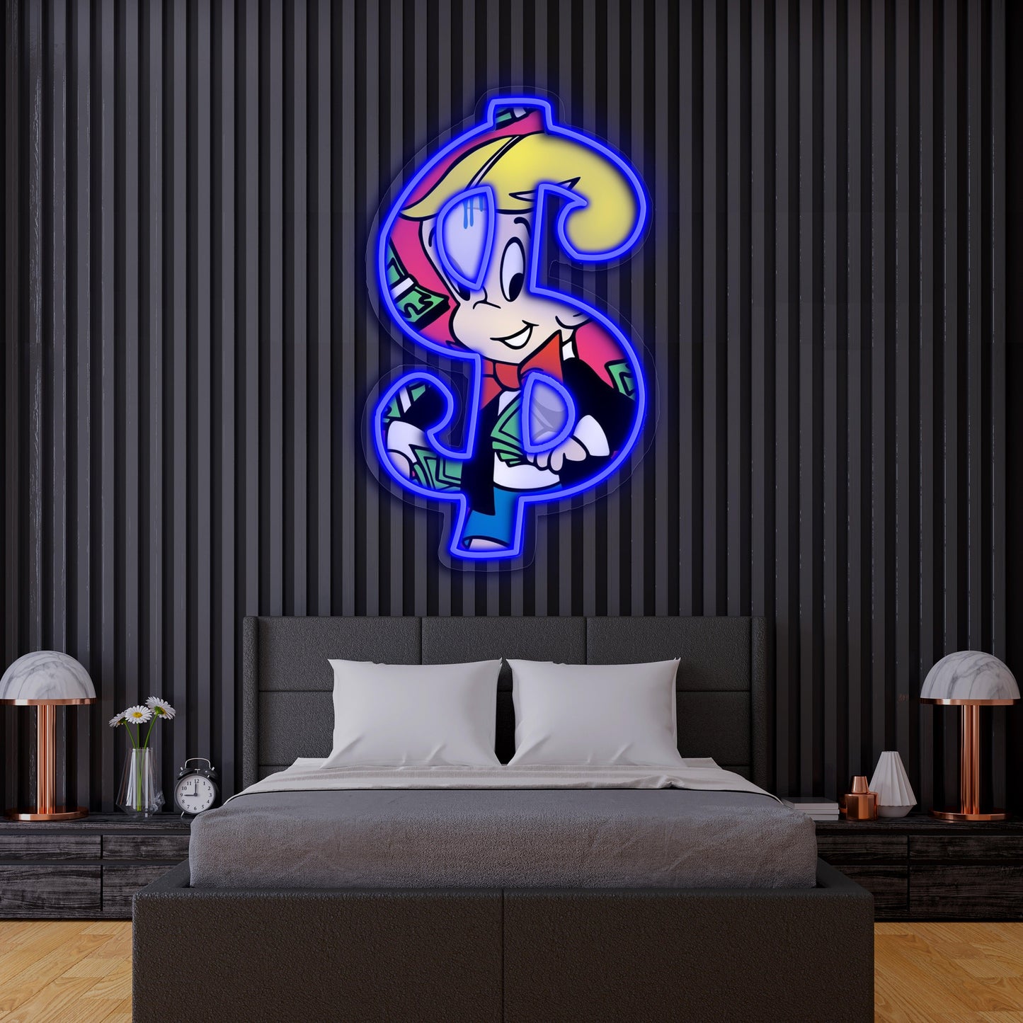 UV Printed Neon Richie Rich , Richie RichNeon Wall Art, Neon Light Sign, UV Print Neon Sign