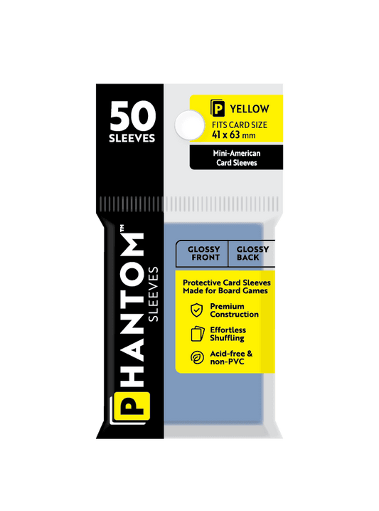 Phantom Sleeves: Yellow Size (41mm x 63mm) 50 ct - Glossy Front / Glossy Back