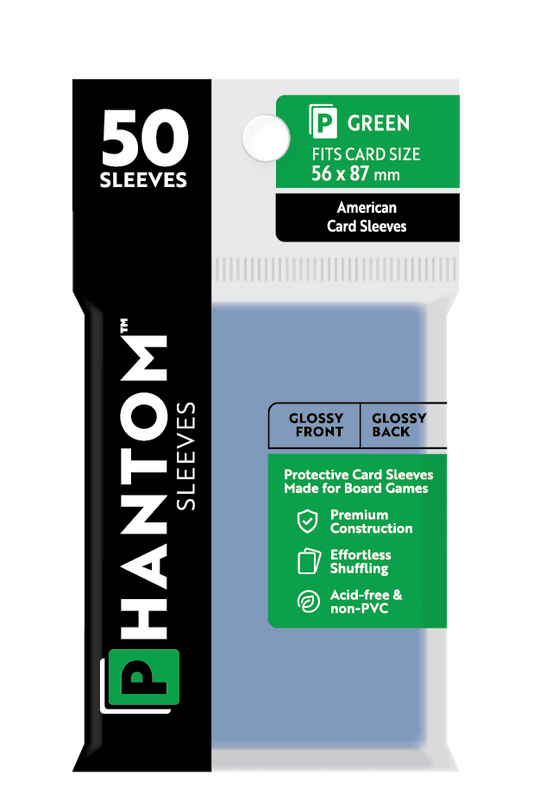 Phantom Sleeves: Green Size (56mm x 87mm) 50 ct - Glossy Front / Glossy Back