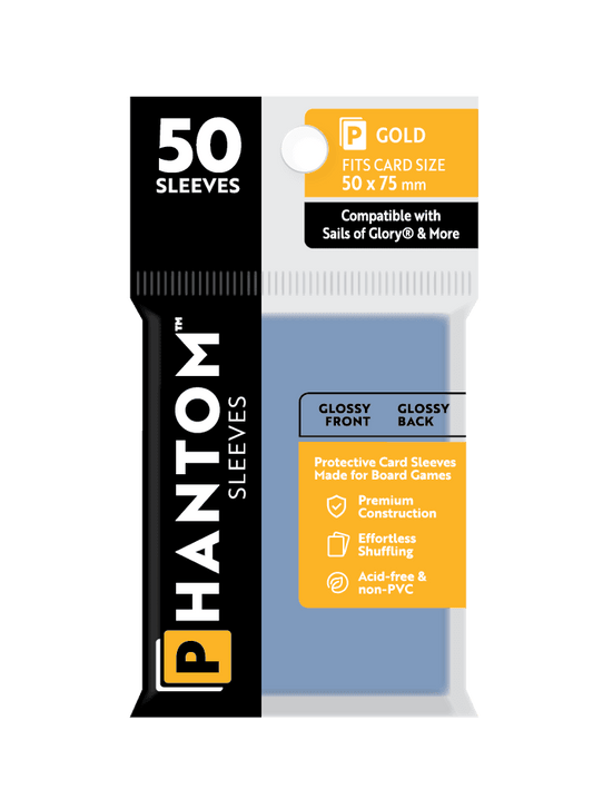 Phantom Sleeves: Gold Size (50mm x 75mm) 50 ct - Glossy Front / Glossy Back