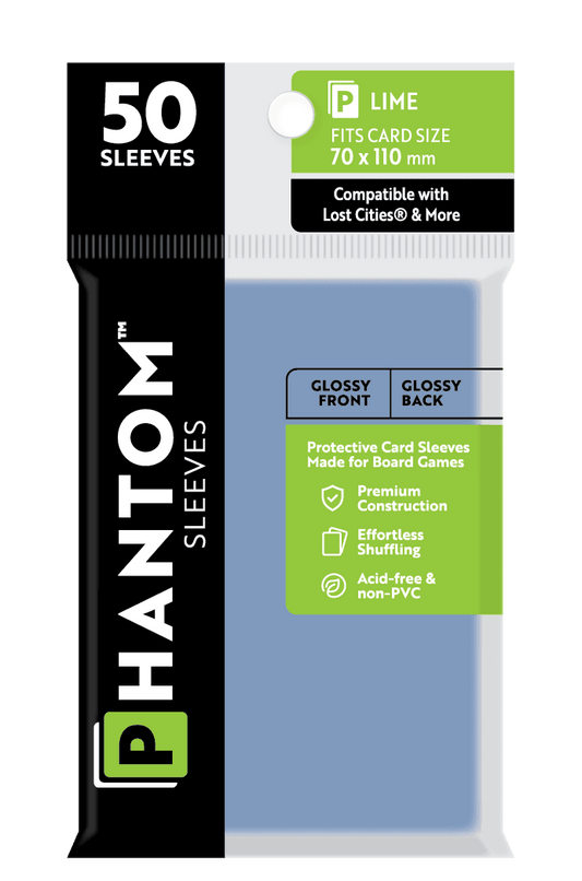 Phantom Sleeves: Lime Size (70mm x 110mm) 50 ct - Glossy Front / Glossy Back