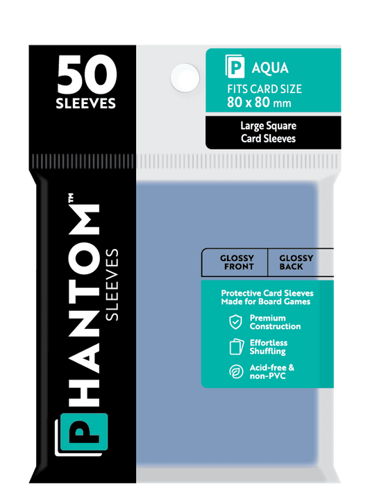 Phantom Sleeves: Aqua Size (80mm x 80mm) 50 ct - Glossy Front / Glossy Back