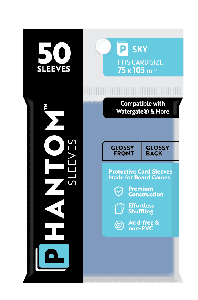 Phantom Sleeves: Sky Size (75mm x 105mm) 50 ct - Glossy Front / Glossy Back