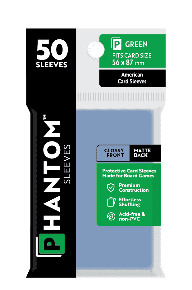 Phantom Sleeves: Green Size (56mm x 87mm) 50 ct - Glossy Front / Matte Back