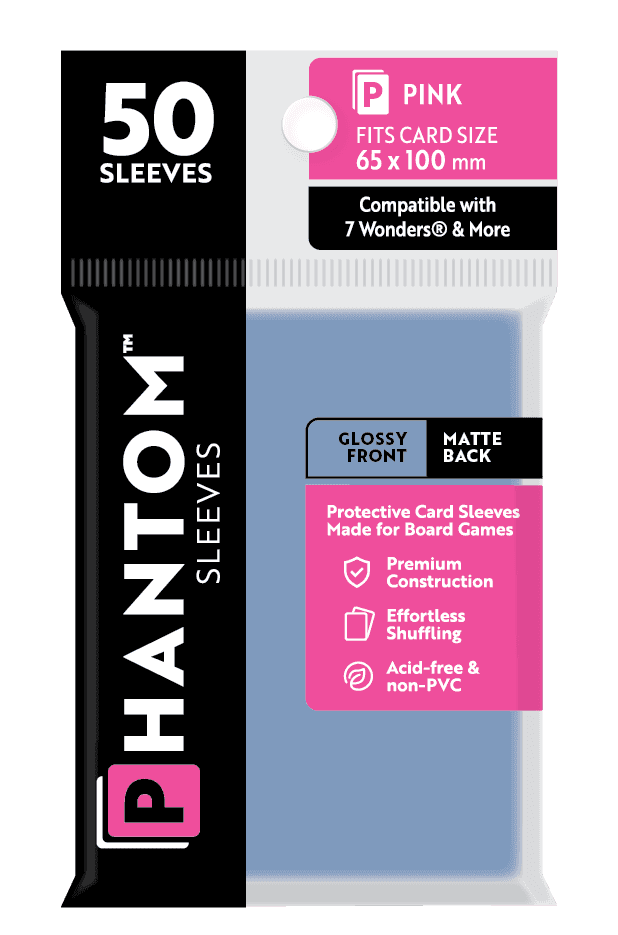 Phantom Sleeves: Pink Size (65mm x 100mm) 50 ct - Glossy Front / Matte Back