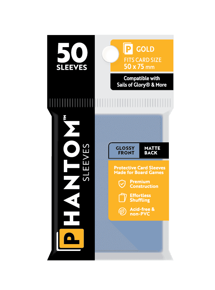 Phantom Sleeves: Gold Size (50mm x 75mm) 50 ct - Glossy Front / Matte Back