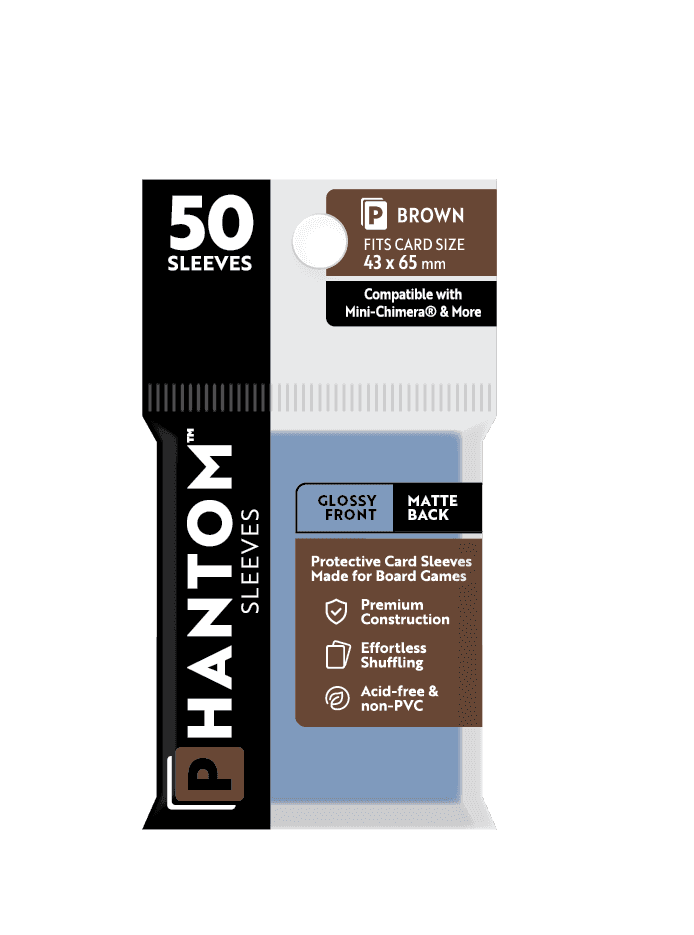 Phantom Sleeves: Brown Size (43mm x 65mm) 50 ct - Glossy Front / Matte Back