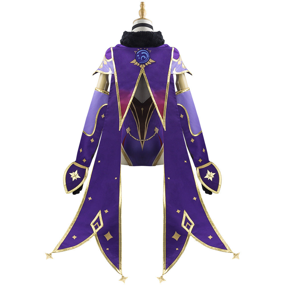 in Stock S-XL Mona Genshin Impact Cosplay Costume Wig Hat Anime Sexy Jumpsuit Halloween Carnival Party Outfits for Women