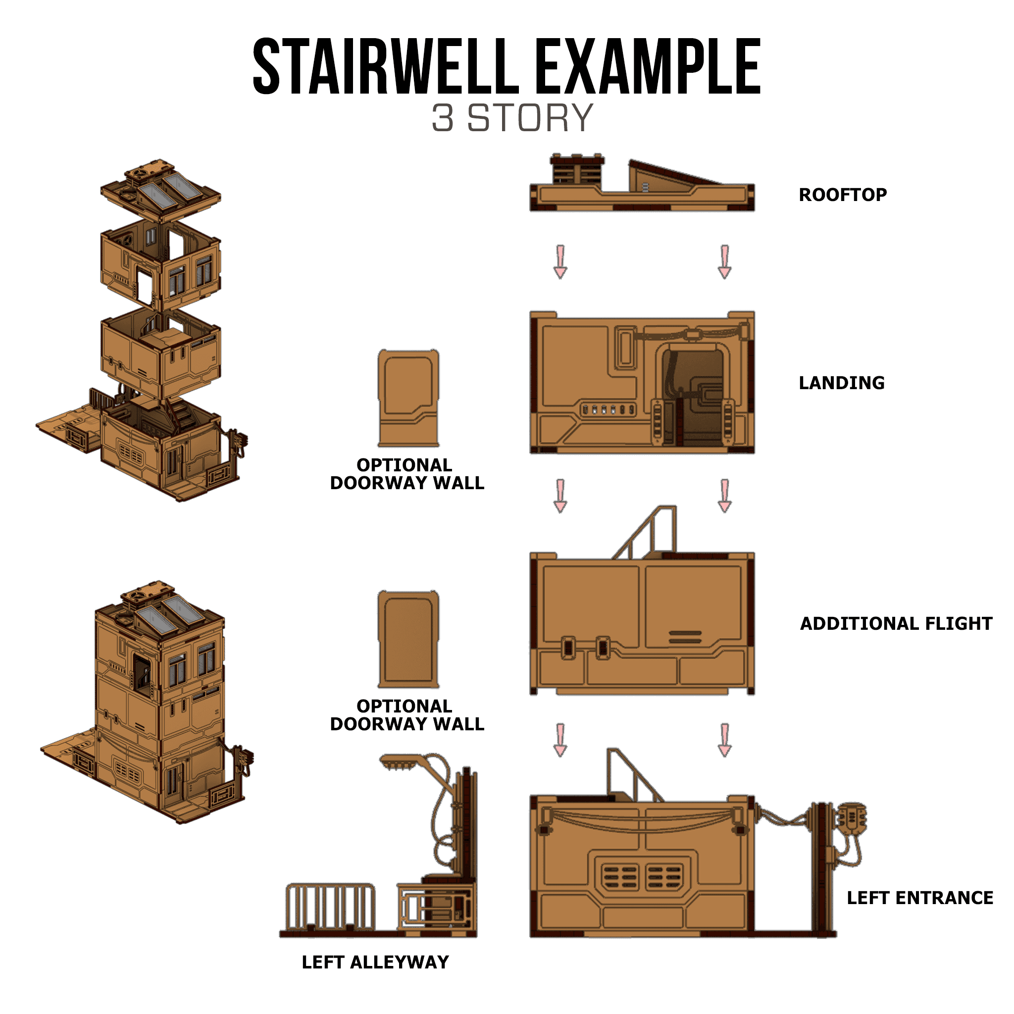 Xiguan Components - Stairwell - Left Entrance / Color Printed