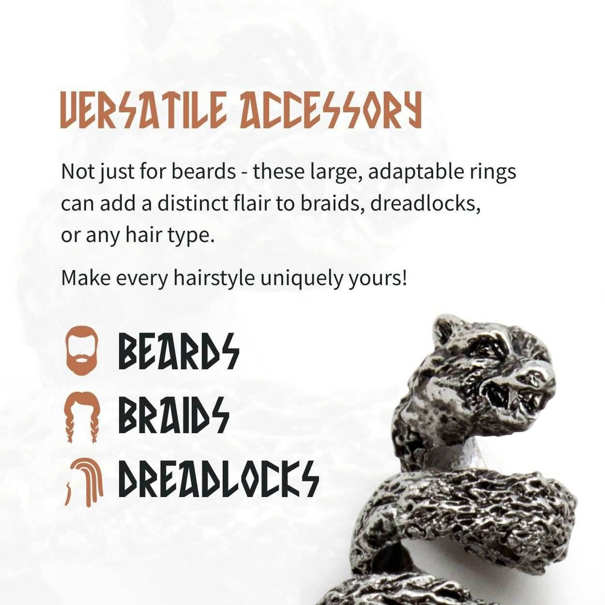 Fenrir Beard Rings (Silver - 4) - 