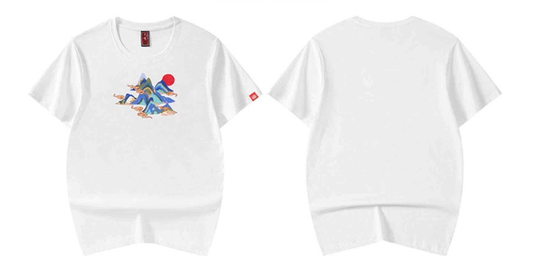 KH740 Mountains Embroidery Tee - White / S