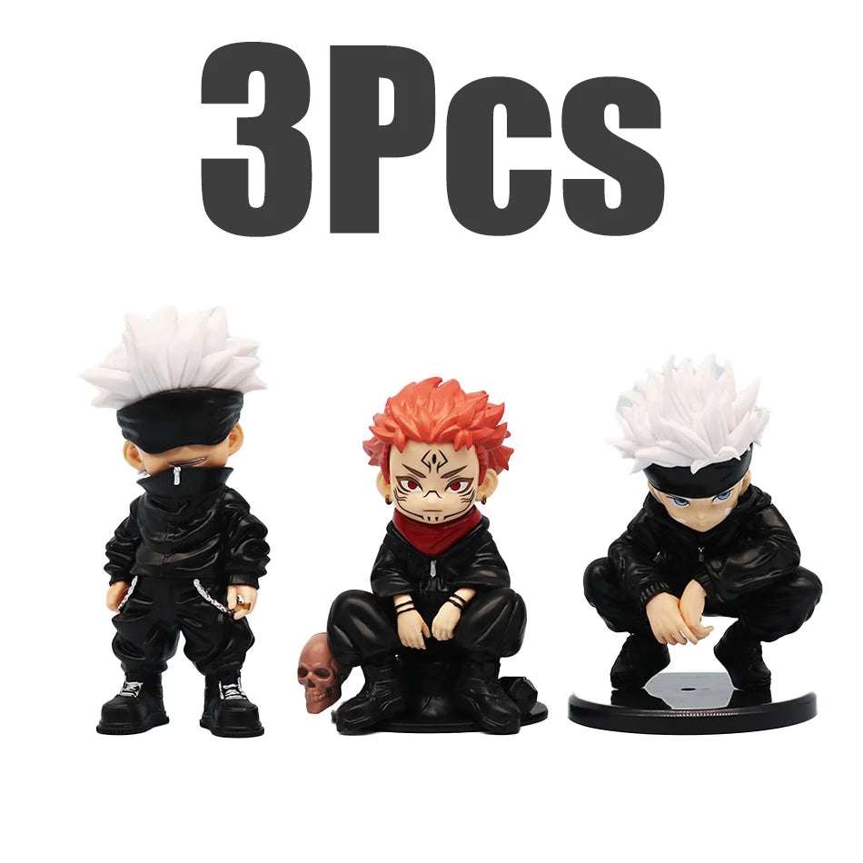 3 PCS Chibi Figurine Set Sukuna and Gojo Anime Figurines, Jujutsu Kaisen JJK Cute Figures 12-14 cm
