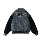 Checkered Winter Bomber Jacket - Grey / S