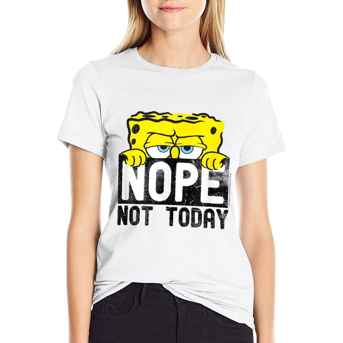 SpongeBob SquarePants - Nope Not Today  Fade-proof Color T-Shirt