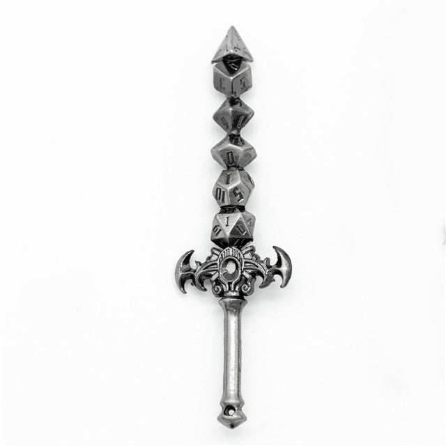 Dice Sword Silver 46mm x 9mm Trinket Novelty - 