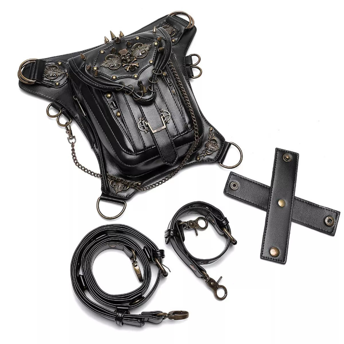 Steampunk Skull Decor Crossbody Bag