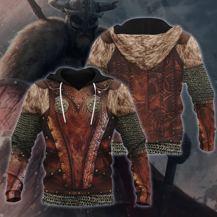 3D digital printed sports hoodie Viking Warrior hoodie