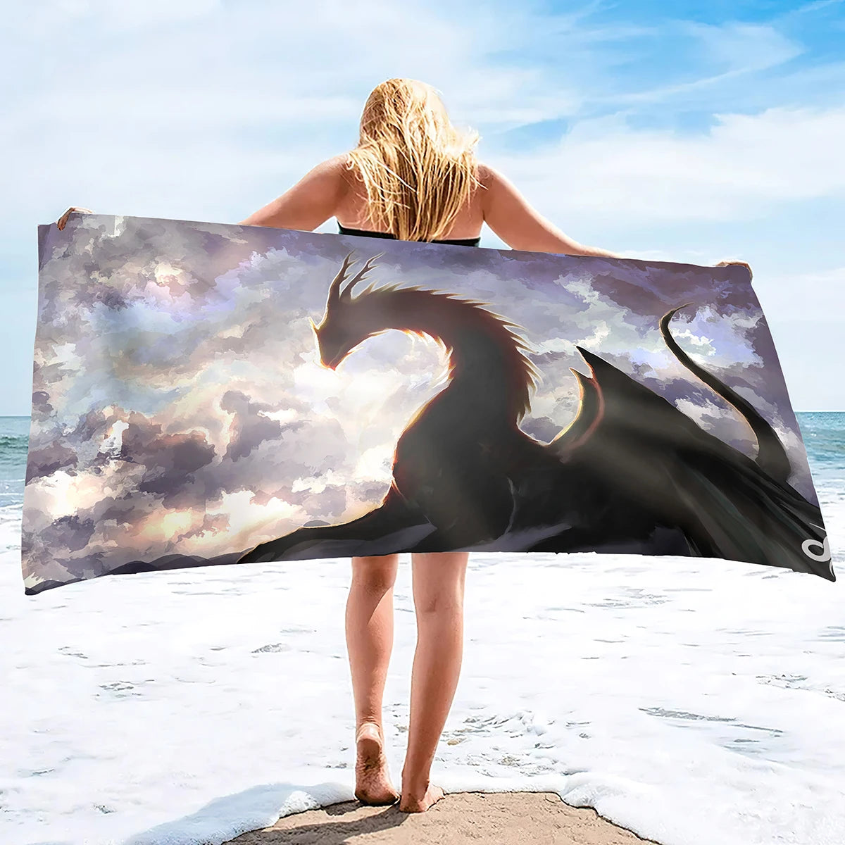 3D Dragon Print Quick Dry Beach Towel Soft Absorbent Microfiber Bath Towel Sand Free Beach Towel Sand Proof Large Pool Towels