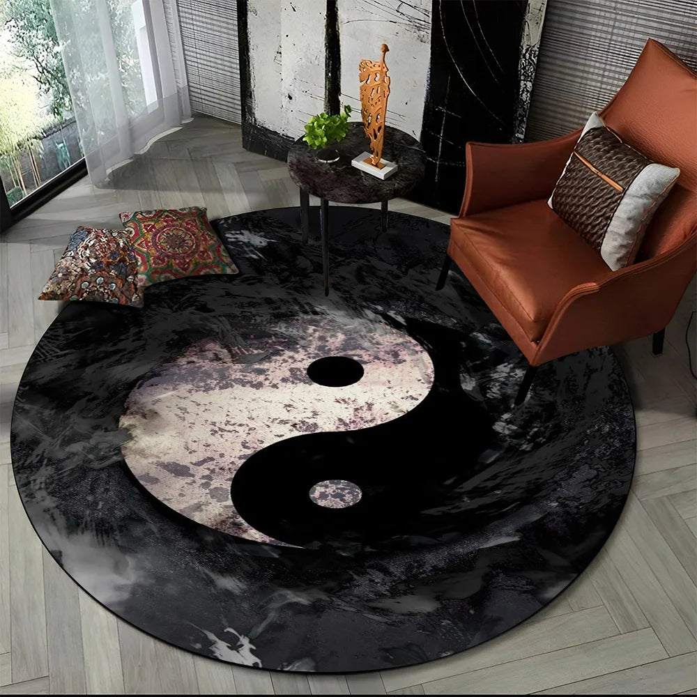 3D Naturalize Yin and Yang Chinese Tai Chi  Round Carpet Rug for Living Room Bedroom Child Decor,Pet Area Rug Non-slip Floor Mat