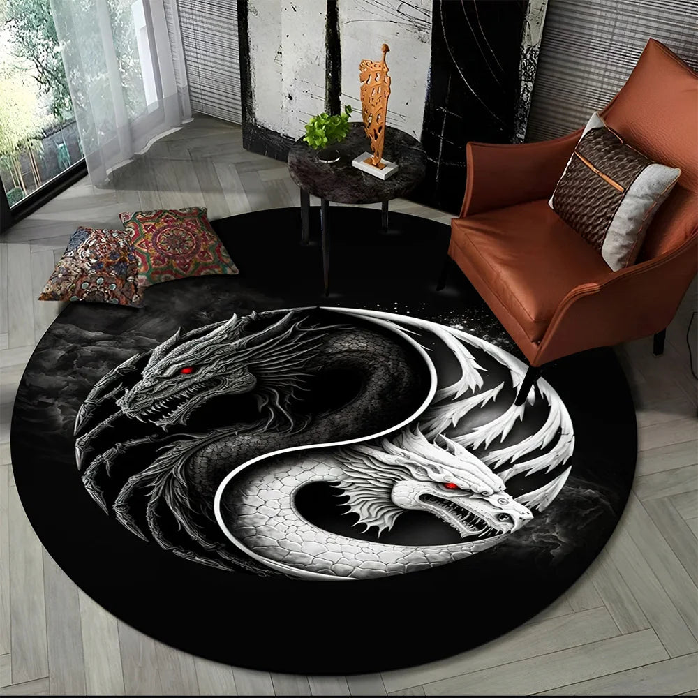 3D Naturalize Yin and Yang Chinese Tai Chi  Round Carpet Rug for Living Room Bedroom Child Decor,Pet Area Rug Non-slip Floor Mat