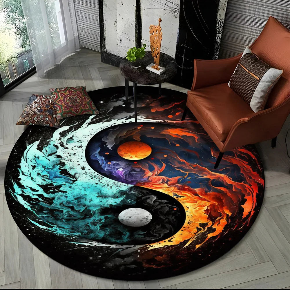 3D Naturalize Yin and Yang Chinese Tai Chi  Round Carpet Rug for Living Room Bedroom Child Decor,Pet Area Rug Non-slip Floor Mat