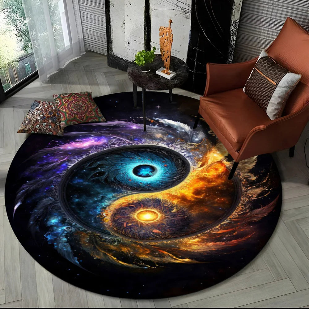 3D Naturalize Yin and Yang Chinese Tai Chi  Round Carpet Rug for Living Room Bedroom Child Decor,Pet Area Rug Non-slip Floor Mat