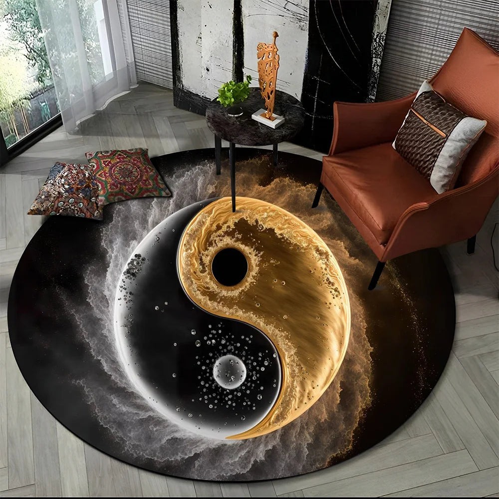 3D Naturalize Yin and Yang Chinese Tai Chi  Round Carpet Rug for Living Room Bedroom Child Decor,Pet Area Rug Non-slip Floor Mat