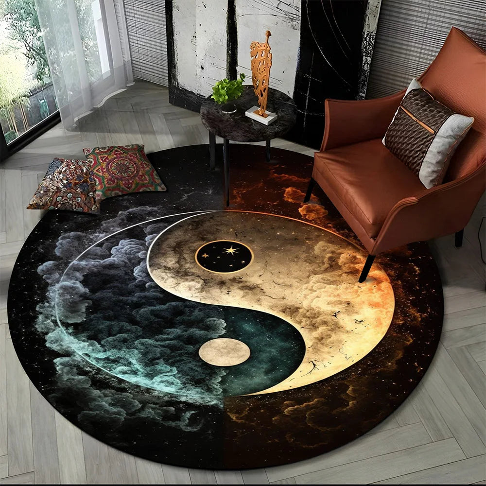 3D Naturalize Yin and Yang Chinese Tai Chi  Round Carpet Rug for Living Room Bedroom Child Decor,Pet Area Rug Non-slip Floor Mat