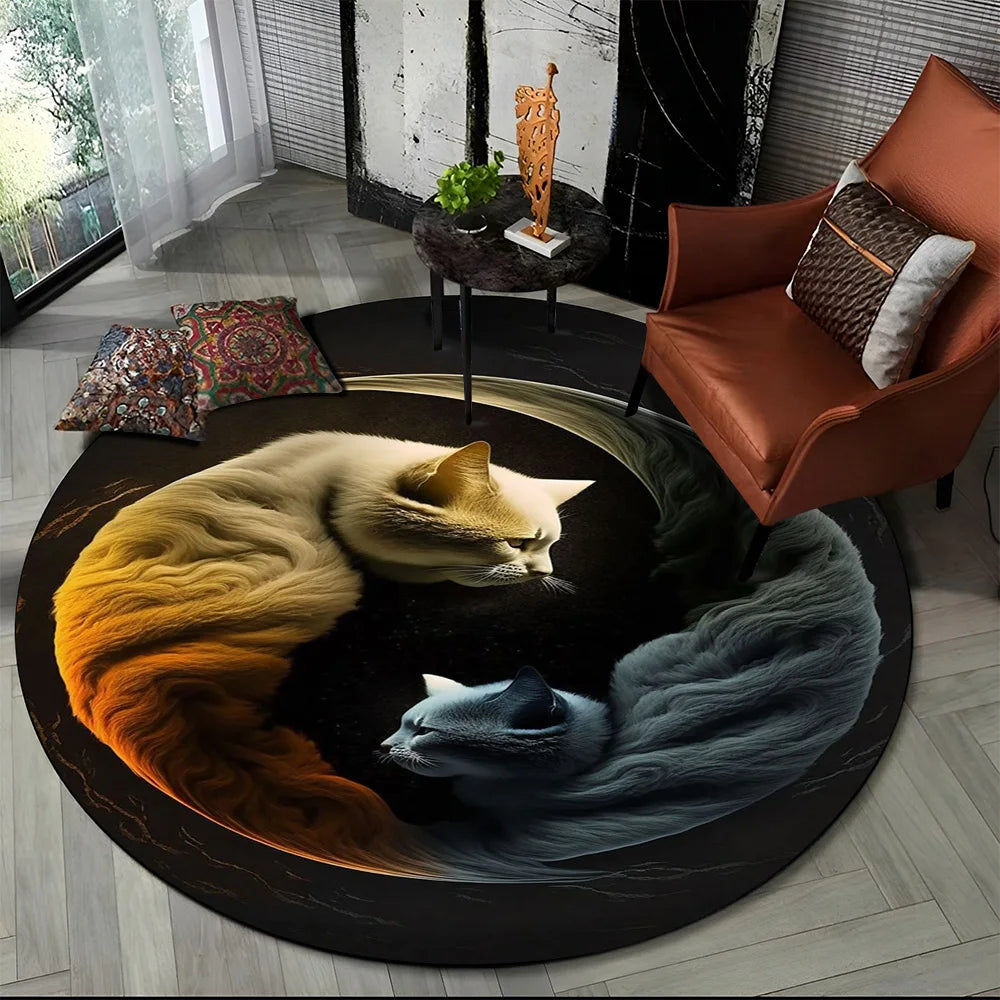 3D Naturalize Yin and Yang Chinese Tai Chi  Round Carpet Rug for Living Room Bedroom Child Decor,Pet Area Rug Non-slip Floor Mat