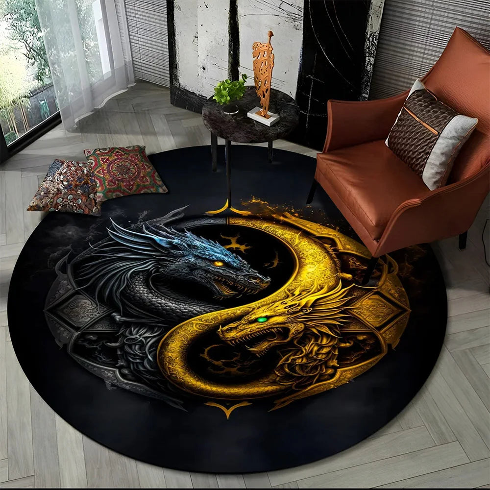 3D Naturalize Yin and Yang Chinese Tai Chi  Round Carpet Rug for Living Room Bedroom Child Decor,Pet Area Rug Non-slip Floor Mat