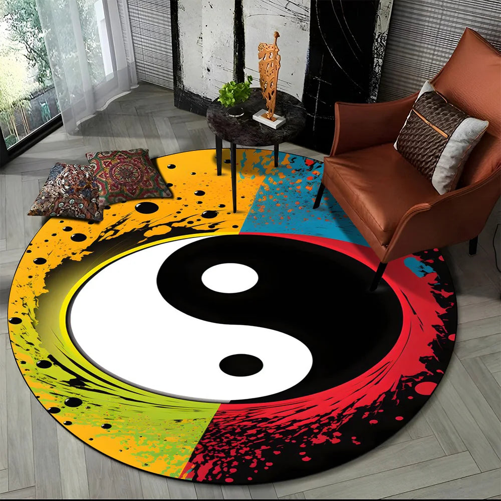 3D Naturalize Yin and Yang Chinese Tai Chi  Round Carpet Rug for Living Room Bedroom Child Decor,Pet Area Rug Non-slip Floor Mat