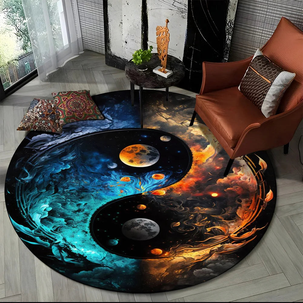 3D Naturalize Yin and Yang Chinese Tai Chi  Round Carpet Rug for Living Room Bedroom Child Decor,Pet Area Rug Non-slip Floor Mat