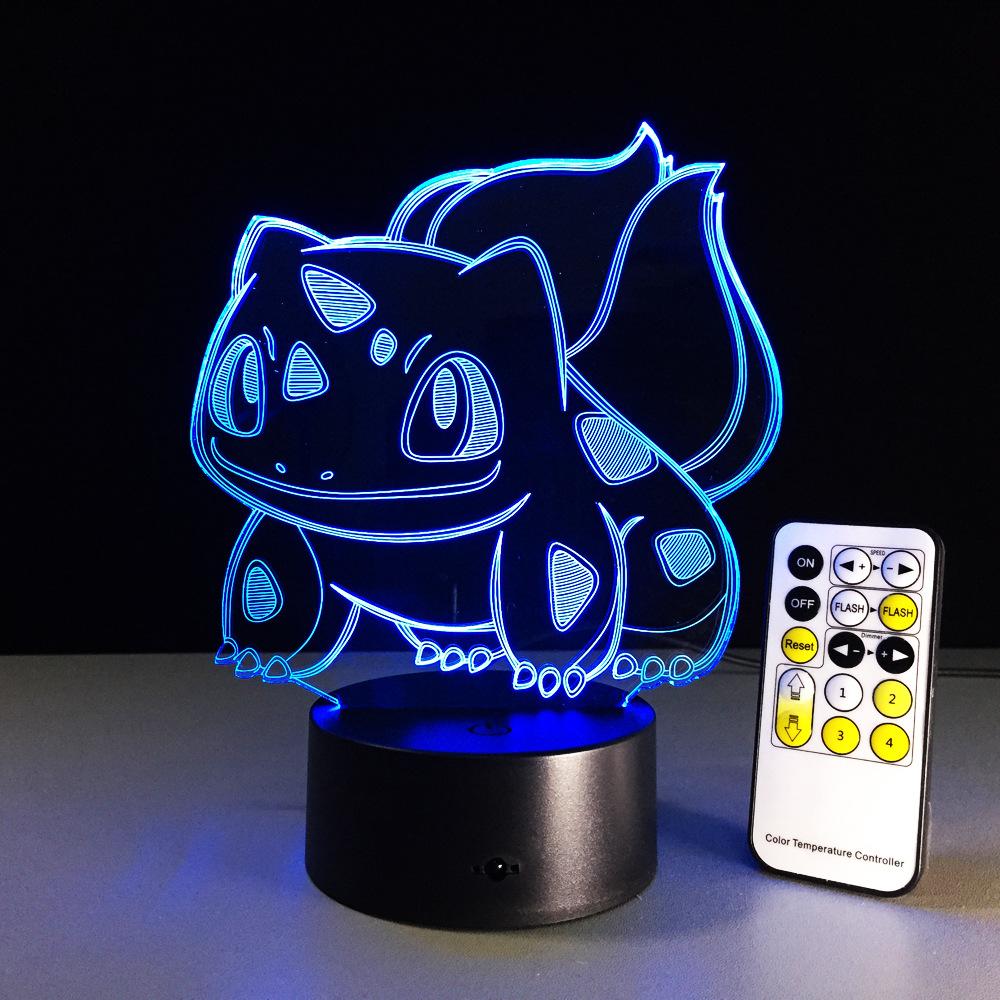 3D Pikachu Pokeball Bulbasaur Bay Role RGB Pokemon Night Light Go Action Figure visual illusion LED Holiday Christmas Gifts