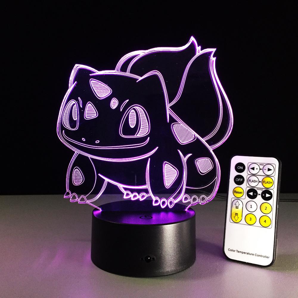 3D Pikachu Pokeball Bulbasaur Bay Role RGB Pokemon Night Light Go Action Figure visual illusion LED Holiday Christmas Gifts